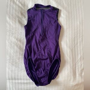 Purple Mesh Back Leotard with Zip Front, Adult Medium